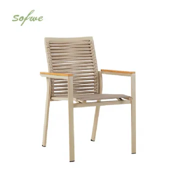 Silla de comedor de exterior de aluminio y cuerda trenzada