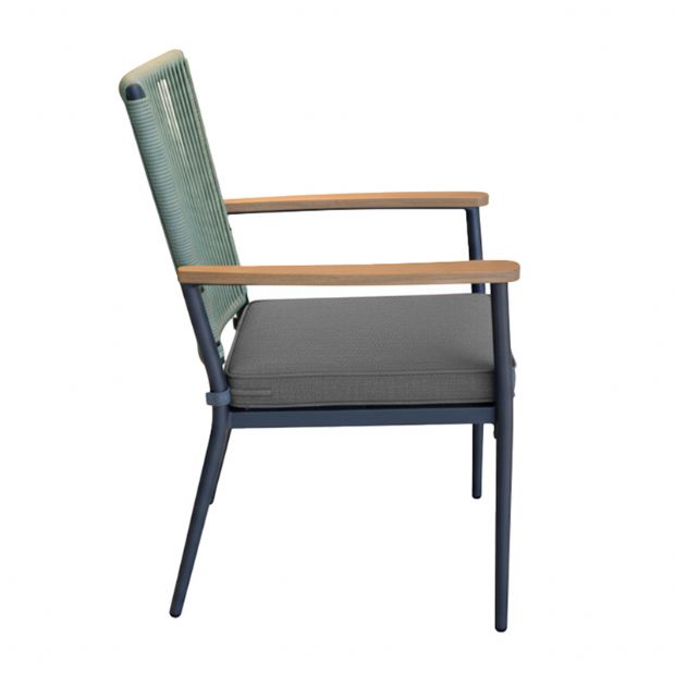 Silla de comedor de exterior con estructura de aleación de aluminio y cojín de asiento de 5 cm de grosor. - 11D27G