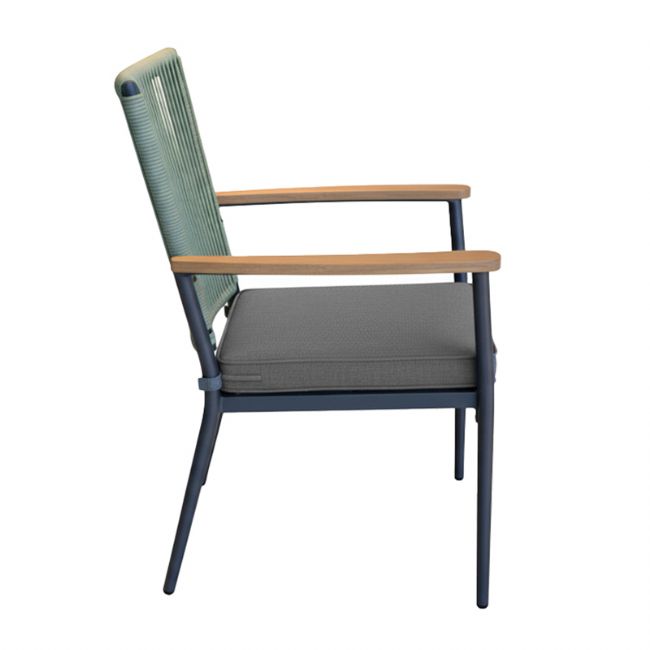 Silla de comedor de exterior con estructura de aleación de aluminio y cojín de asiento de 5 cm de grosor. - 11D27G