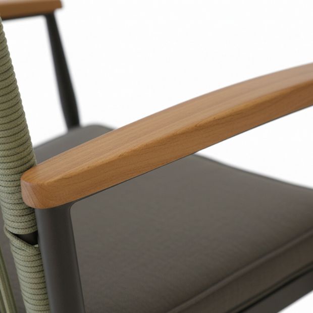 Silla de comedor de exterior con estructura de aleación de aluminio y cojín de asiento de 5 cm de grosor. - 11D27G