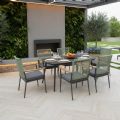 Silla de comedor de exterior con estructura de aleación de aluminio y cojín de asiento de 5 cm de grosor. - 11D27G
