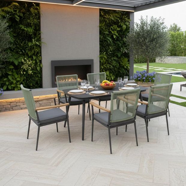 Silla de comedor de exterior con estructura de aleación de aluminio y cojín de asiento de 5 cm de grosor. - 11D27G