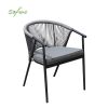 Silla de comedor redonda para exterior con respaldo de cuerda trenzada - 11D27I