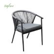Silla de comedor redonda para exterior con respaldo de cuerda trenzada - 11D27I