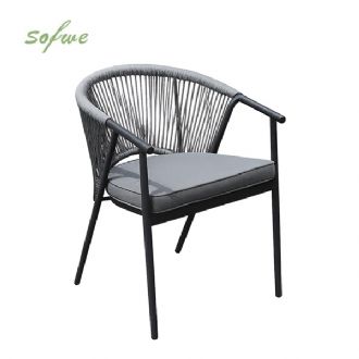 Silla de comedor redonda para exterior con respaldo de...