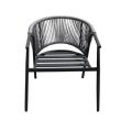 Silla de comedor redonda para exterior con respaldo de cuerda trenzada - 11D27I