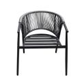 Silla de comedor redonda para exterior con respaldo de cuerda trenzada - 11D27I