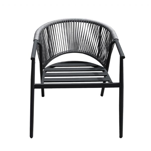Silla de comedor redonda para exterior con respaldo de cuerda trenzada - 11D27I
