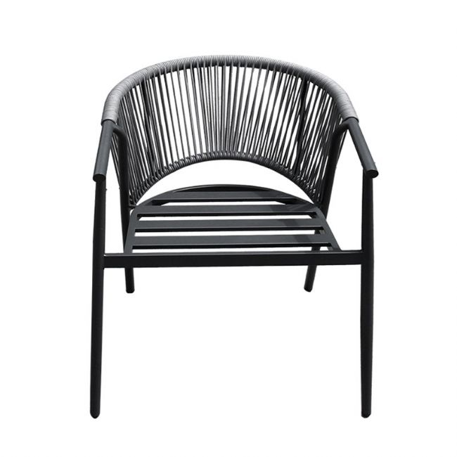 Silla de comedor redonda para exterior con respaldo de cuerda trenzada - 11D27I