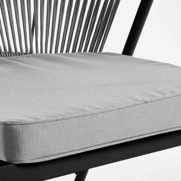 Silla de comedor redonda para exterior con respaldo de cuerda trenzada - 11D27I