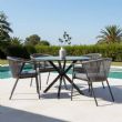 Silla de comedor redonda para exterior con respaldo de cuerda trenzada - 11D27I