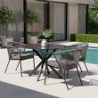 Silla de comedor redonda para exterior con respaldo de cuerda trenzada - 11D27I