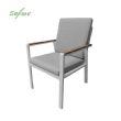 Silla de comedor de aluminio con reposabrazos de WPC para exteriores con cojín - 11D27J