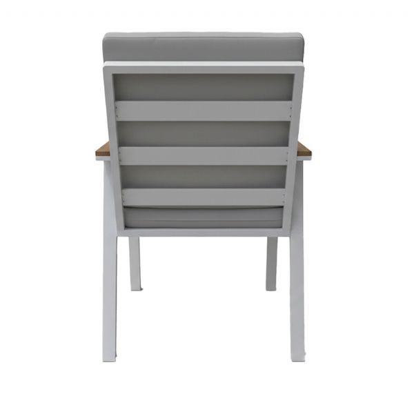 Silla de comedor de aluminio con reposabrazos de WPC para exteriores con cojín - 11D27J