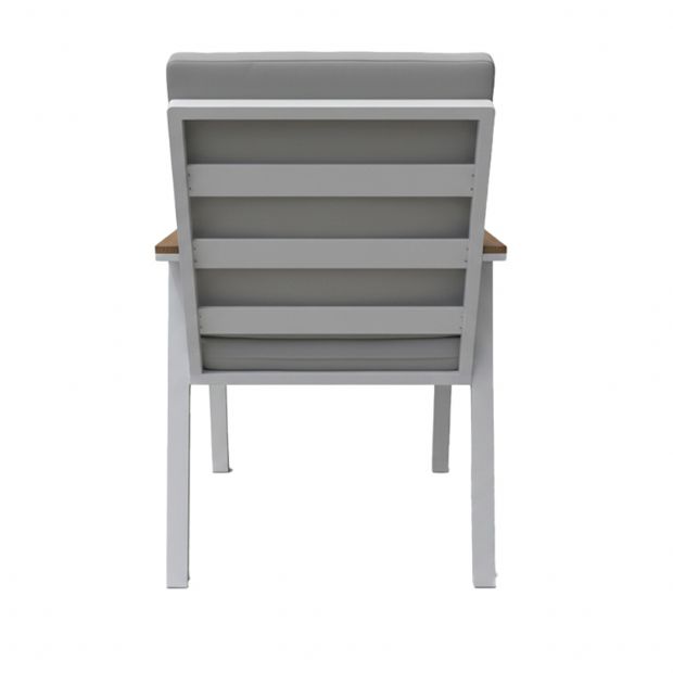 Silla de comedor de aluminio con reposabrazos de WPC para exteriores con cojín - 11D27J