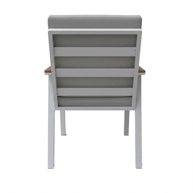 Silla de comedor de aluminio con reposabrazos de WPC para exteriores con cojín - 11D27J