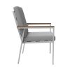 Silla de comedor de aluminio con reposabrazos de WPC para exteriores con cojín - 11D27J