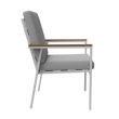 Silla de comedor de aluminio con reposabrazos de WPC para exteriores con cojín - 11D27J