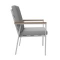 Silla de comedor de aluminio con reposabrazos de WPC para exteriores con cojín - 11D27J