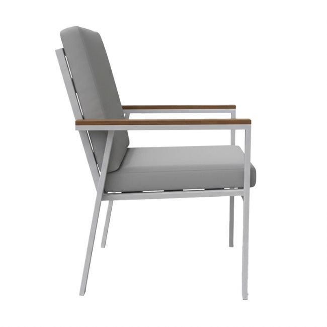 Silla de comedor de aluminio con reposabrazos de WPC para exteriores con cojín - 11D27J