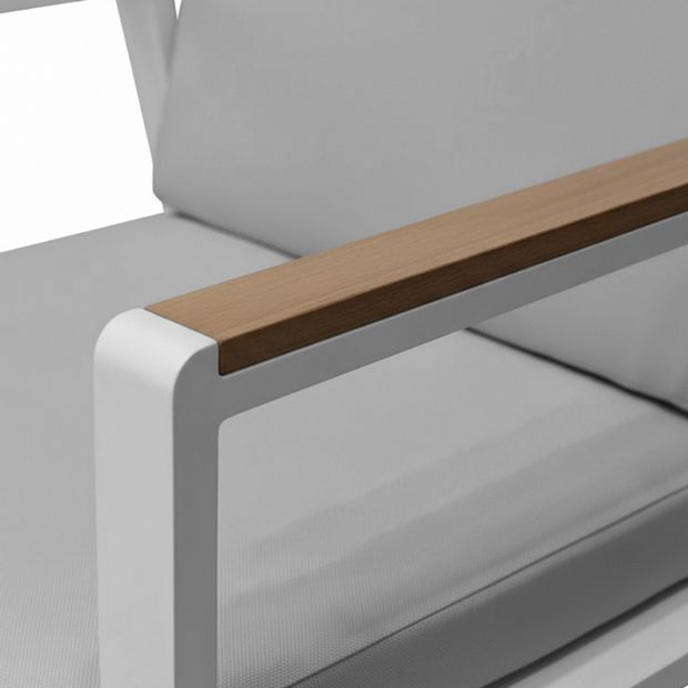 Silla de comedor de aluminio con reposabrazos de WPC para exteriores con cojín - 11D27J