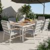 Silla de comedor de aluminio con reposabrazos de WPC para exteriores con cojín - 11D27J