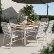 Silla de comedor de aluminio con reposabrazos de WPC para exteriores con cojín - 11D27J