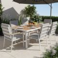Silla de comedor de aluminio con reposabrazos de WPC para exteriores con cojín - 11D27J