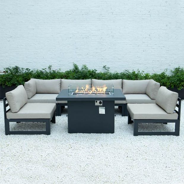 Tubo de aluminio con juego de sofás para exteriores Fire Pit Garden - 11C01A