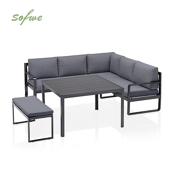 Juego de sofás de aluminio fundido con mesa y taburete - 11C01F