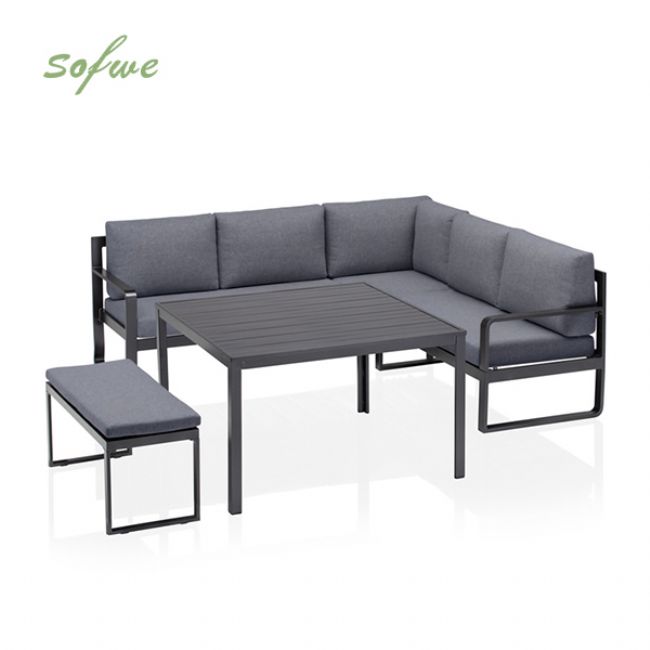 Juego de sofás de aluminio fundido con mesa y taburete - 11C01F