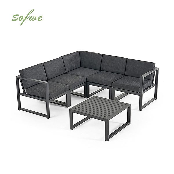 Sofá en forma de V de aluminio para exteriores de 4 piezas - 11C01H