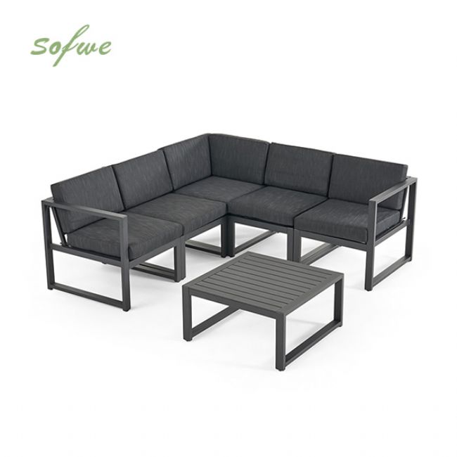 Sofá en forma de V de aluminio para exteriores de 4 piezas - 11C01H