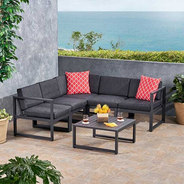 Sofá en forma de V de aluminio para exteriores de 4 piezas - 11C01H