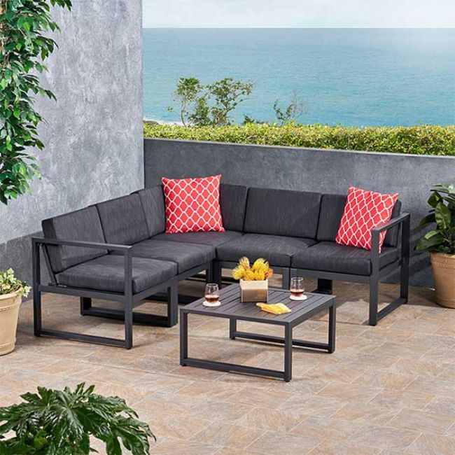 Sofá en forma de V de aluminio para exteriores de 4 piezas - 11C01H