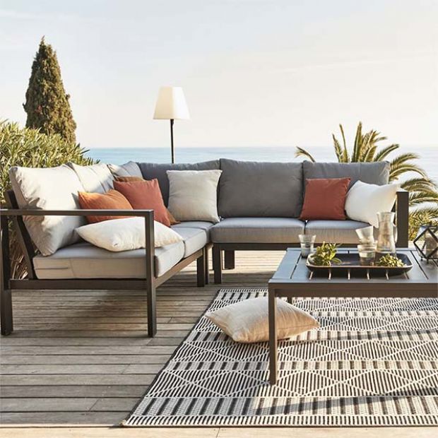 Sofá modular de exterior de aluminio de 5 plazas - 11C01I