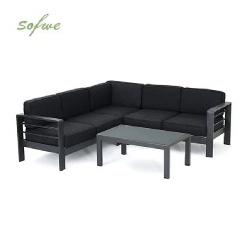 Sofá seccional de aluminio para exteriores en forma de V
