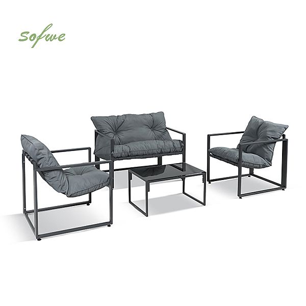 Juego de muebles de patio al aire libre de aluminio y hierro fundido - 11C01O