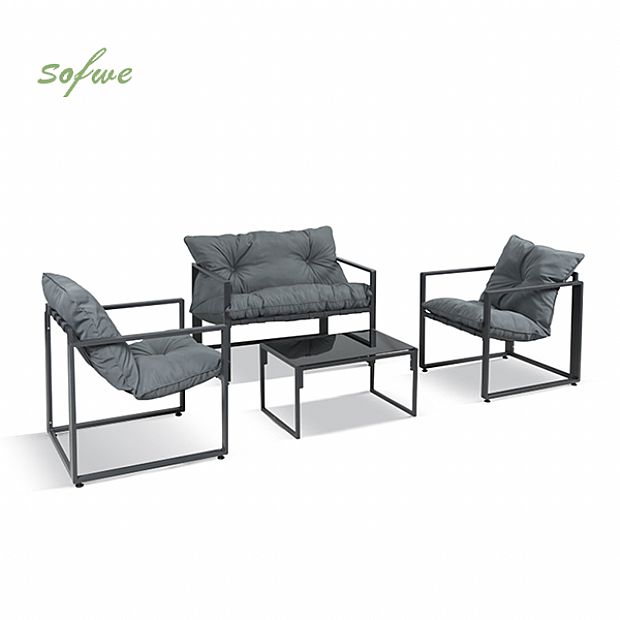 Juego de muebles de patio al aire libre de aluminio y hierro fundido - 11C01O