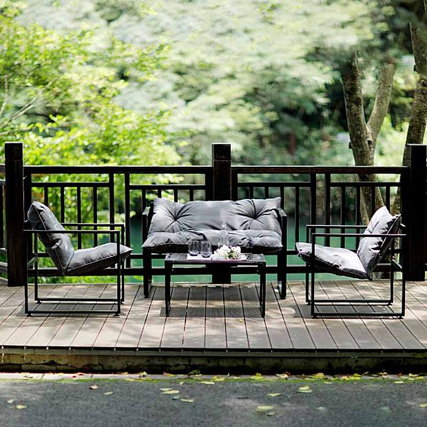 Juego de muebles de patio al aire libre de aluminio y hierro fundido - 11C01O