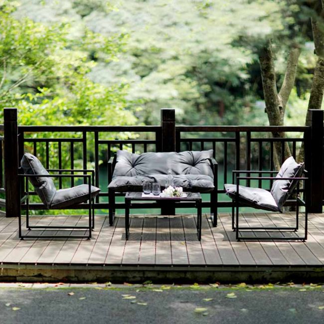 Juego de muebles de patio al aire libre de aluminio y hierro fundido - 11C01O