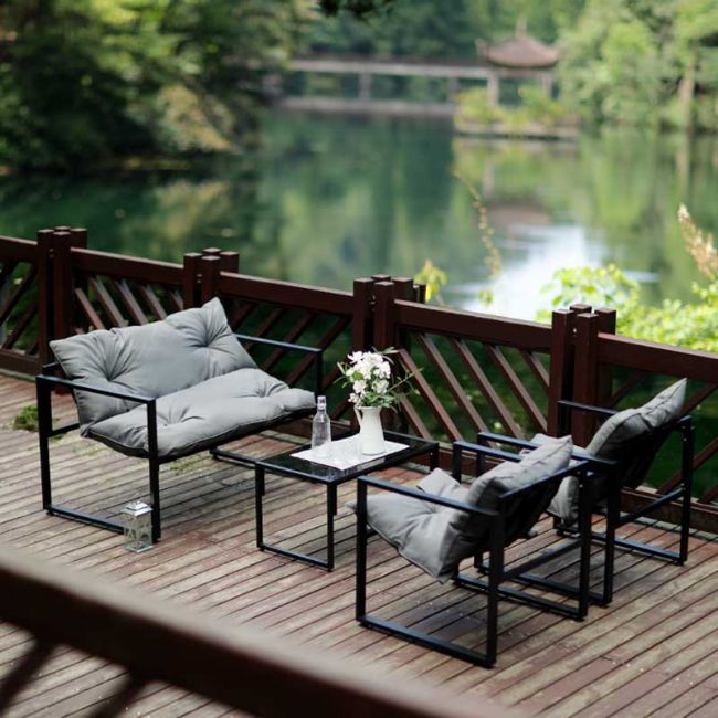 Juego de muebles de patio al aire libre de aluminio y hierro fundido - 11C01O