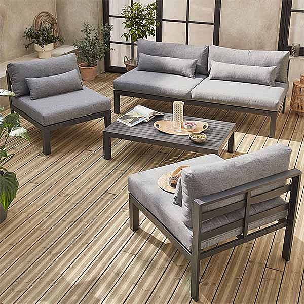 Juego de muebles de aluminio de lujo con cojín - 11C01Q