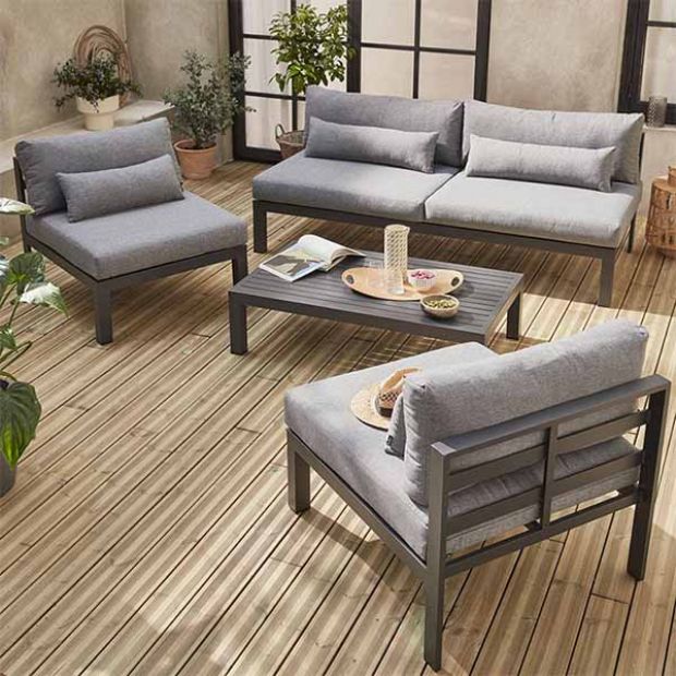 Juego de muebles de aluminio de lujo con cojín - 11C01Q