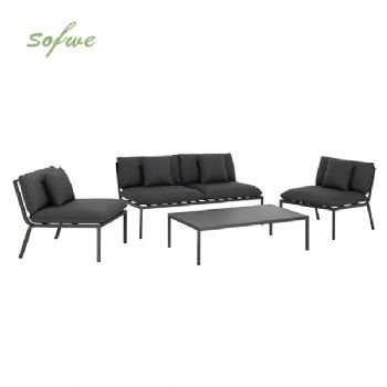 Juego de sofás de exterior de 4 piezas de aluminio y metal