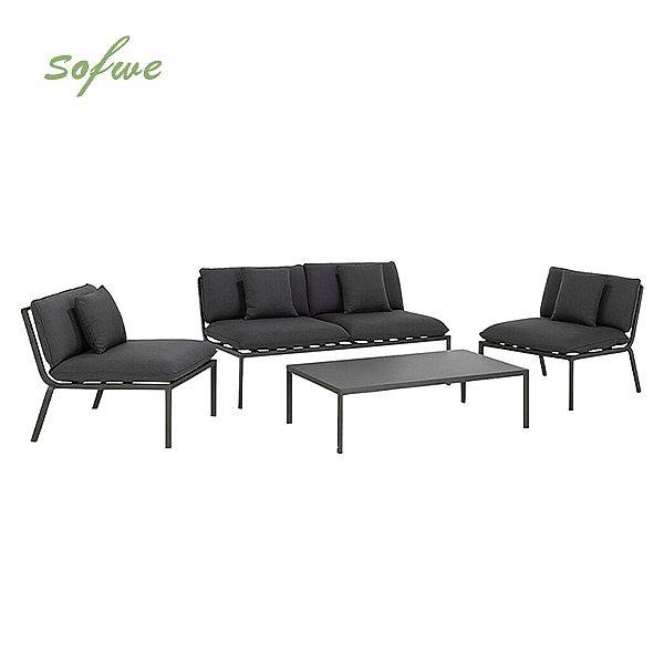 Juego de sofás de exterior de 4 piezas de aluminio y metal - 11C01R