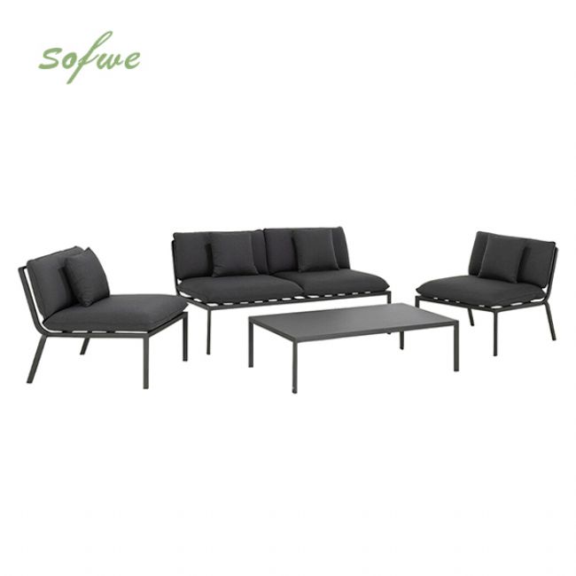 Juego de sofás de exterior de 4 piezas de aluminio y metal - 11C01R