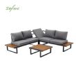 Conjunto de sofás esquineros para exterior con respaldo ajustable y mesas auxiliares con aspecto de madera - 11C03E