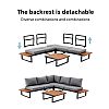 Conjunto de sofás esquineros para exterior con respaldo ajustable y mesas auxiliares con aspecto de madera - 11C03E