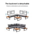 Conjunto de sofás esquineros para exterior con respaldo ajustable y mesas auxiliares con aspecto de madera - 11C03E